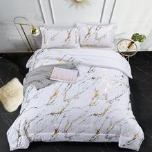 3 Pieces Black/White Gold Metallic Marble Comforter Set Queen King Foil Print Glitter Bedding Sets With 2 Pillowcases For All Seasons, Soft Microfiber Filling Bedding Duvet Set,Home Decor Bedroom Decor Bed Comforter Set Mothers Day Gift Wedding Decoration. - 白色 - 查看 11