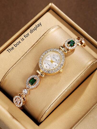 Emerald Green Women's Bracelet Watch, Luxurious & Elegant Design, Suitable For Daily Wear, Ideal Gift For Valentine's Day, Mother's Day, New Year