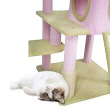 FINYQBET Árbol para Gatos 155 cm de Altura 8 Niveles con Cueva Hamacas Rascador de Sisal y Forro Polar Suave Diseño Flor 2 Pompones Torre de Juego para Gatos Grandes y Múltiples Mascotas - como en la foto - Ver 7