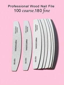 20Pcs Half Moon 100/180 Grit Wood Nail Files Double Sided Emery Board Washable Emery Boards Reusable Nail Buffers Manicure Tools For Natural Nails Home And Salon Use Nail Sanding Block File - Multicolor - View 4