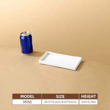 1pc White Faux Wood Grain Rectangular Serving Tray, Restaurant Hotel Beverage Tray, Hotel Toiletries Display Plate - White - View 13