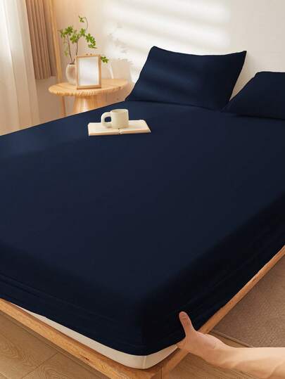 1件超柔软纯色床笠，家居床上用品，轻薄床单，蓝色床垫罩，透气，适用于所有床型——单人床、双人床、大号双人床、特大号双人床，四季皆宜，室内装饰，可机洗