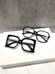 1 vintage College-Stil Oversized Brille, geeignet für den täglichen Gebrauch, klare Linsenhalterung für Computer, Lesen, Gaming, Fernsehen, Handy - 2 Stück (3927 schwarz + g16 schwarz) - Übersicht 20