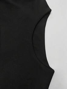 女士纯色修身休闲长袖圆领T恤，春秋季黑色 - 黑色 - 查看 6