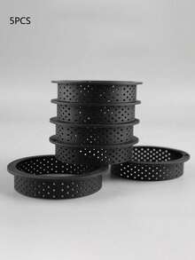Aro de tarta perforado redondo de acero inoxidable, molde de hornear con agujeros para tartas, pasteles y galletas - Negro - Ver 8