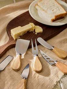 Cirelle 奶酪刀套装，木柄黄油涂抹器套装，适用于奶酪、冷黄油、果酱、蛋糕等厨房日常使用的黄油刀，婚礼和圣诞礼盒 - 黃色 - 查看 4