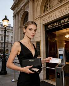 Michael Kors Women's Large Capacity PVC Leather Wristlet Wallet, RFID Blocking Card Holder, Travel Clutch Bag - Black - View 2