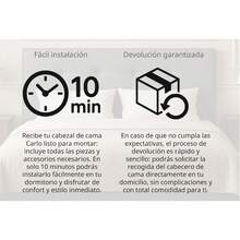 Grand Succès Client - Cabecero de Cama 135 Tejido Gris Claro Silvi - Tapizado, Estructura Madera, Hilera Botones Estilo Moderno - Fácil Instalación, Acolchado Confort - 135 cm, Tela Gris Claro 8AUT - Polipiel Negro - Ver 3