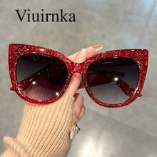 Women's Glasses, Oversized Cat Eye Frame With Leopard Print Decoration, Bold Fashion Item, Perfect For Travel, Outdoor Activities, Street Style And Parties, Halloween And Christmas Gift - 紅色的 - 查看 7