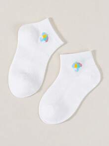 随机10双装女童彩虹樱桃字母网眼透气短袜，适合日常穿着 - 彩色 - 查看 9