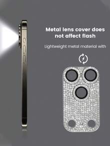 غطاء عدسة كاميرا خلفية مطعم بالراين ستون متوافق مع 17ProMax/17Pro/17/17Air، غطاء كاميرا خلفية فاخر جديد قابل للاستخدام اليومي في المكتب والمنزل، مقاوم للماء والصدمات ومقاوم للخدش - برتقالي + فضي - مشاهدة 5