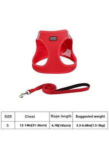 1 Set Reflective Cat/Dog Leash And Harness - Breathable Mesh Vest With Padded Nylon Leash Suitable For Small To Medium Dogs, No-Choke Dual D-Ring Design - Multicolor - View 12