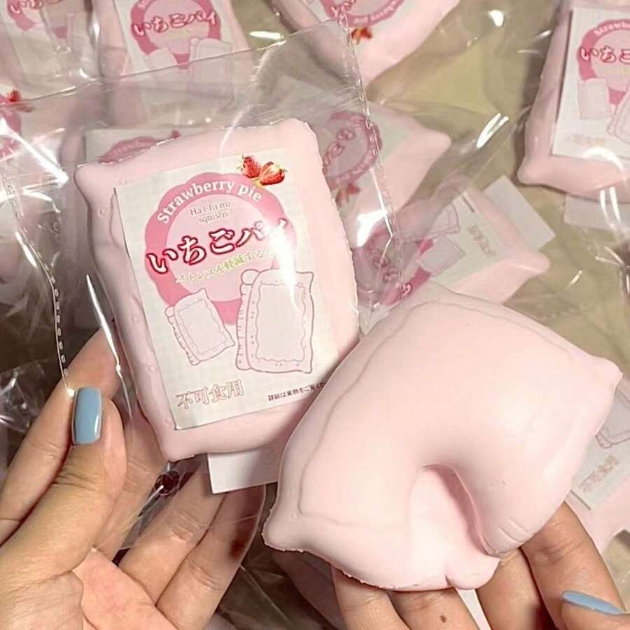 新款草莓派慢回弹捏捏乐，超柔软慢回弹减压玩具，可爱捏捏乐礼物，放松身心，舒缓情绪 - 彩色 - 查看 1