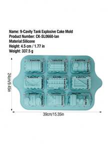 1个创意硅胶蛋糕模具，9孔迷你火车造型硅胶烘焙模具，不粘DIY烘焙工具，蛋糕模具，冰淇淋模具，巧克力模具 - 彩色 - 查看 13
