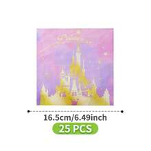 公主城堡一次性餐盘、餐巾纸、杯子套装，派对用品，可供8位客人使用，一次性纸盘，派对餐具，适合生日、婚礼、主题派对、家庭野餐等场合。 - 彩色 - 查看 6