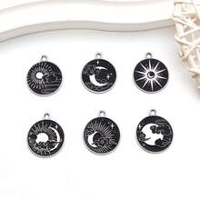 [Night Sky Kit]5/6pcs Matte Enamel Charms - Stars, Crescents & Clouds For DIY Necklaces/Bracelets/Earrings (Black & White) - One Size - View 7