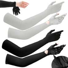 Guantes para Manejar Mujer UVRUISTLI Mangas para Brazos uv Hombre-Mujer UPF 50+Guantes Largos Mujer Guantes para Sol Mujer Muñeca y Brazo Ajustables Pantalla Táctil - NegrosGris - Ver 1