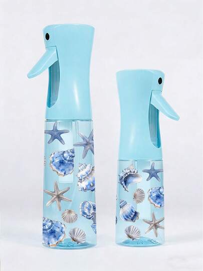 新款夏季贝壳图案PET可重复灌装旅行喷雾瓶，专业高压雾化喷雾瓶，200毫升/300毫升高压连续自动无气细雾喷雾器，美发造型工具，护发产品及配件，沙龙美容旅行必备，美发沙龙美容旅行必需品，多功能喷雾瓶