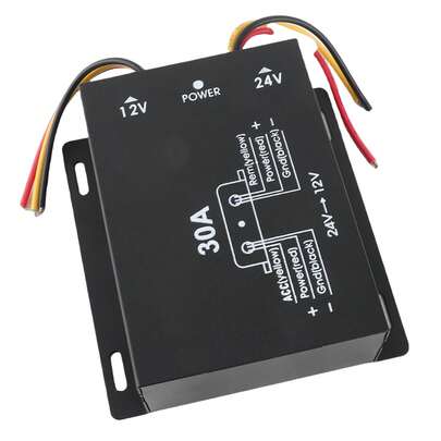 Convertidor de corriente para coche de 24 V a 12 V, 30 A