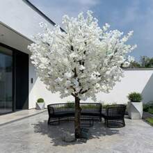 145cm Artificial White Cherry Blossom Tree/Wedding Arch Backdrop Fake Tree/Indoor Outdoor Floor Standing Wishing Tree - White - View 6