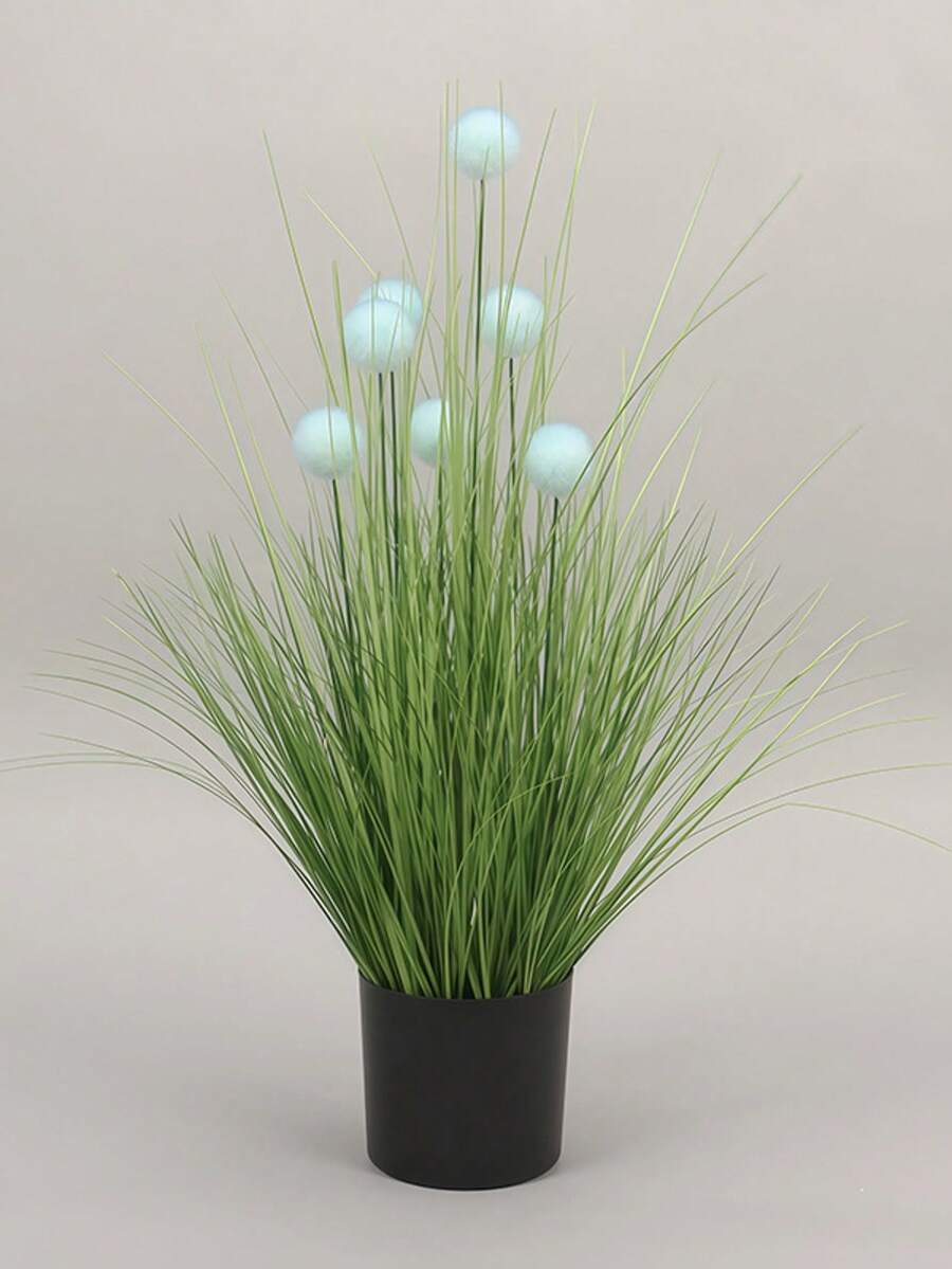 Glob artificial din plante verzi, Glob artificial din flori, Materiale pentru decor de nuntă din stuf artificial, Recuzită de fotografie cu flori artificiale - Cadet Blue - Vizualizare 1