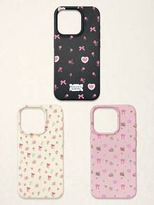 Bow-Knot 3pcs Floral & Bow Print Phone Cases, Sweet Romantic Cute Style, Compatible With IPhone 11, 17 Pro Max, 17 Pro, 15, 13 Pro Max, Galaxy, S24 Ultra, S25 Ultra - Multicolor - View 25