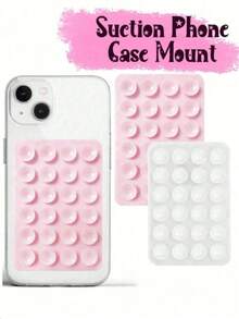 Silicone Suction Cup Phone Holder, Suction Cup Phone Grip, Sticky Phone Stand, Multifunctional Suction Cup Wall Mount Bracket, Square Single-Sided Phone Back Sticker, Suitable For Selfie Videos, Fits All Phone Models - Multiple Styles - View 3
