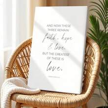 1pc Faith Hope Love Poster, Inspirational And Motivational, Easter Decor Wrapped Framed Canvas Wall Art, Vintage Prints Poster, Faith Hope Love - Minimalist, Typography, Minimalist, Modern Style, Birthday Party Decor, Decorative Wall Art for Living Room Bedroom Office, Hanging Hardware Included - Wrapped Framed Canvas, Vertical - Lienzo enmarcado - Ver 2