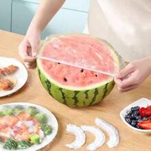 100-Piece Disposable Plastic Food Wrap Covers - Stretchable Cling Film For Bowls, Leftovers, Fruits & Vegetables - Leak-Proof, Odor-Resistant & Durable - Household Kitchen Storage Solutions - White - View 4