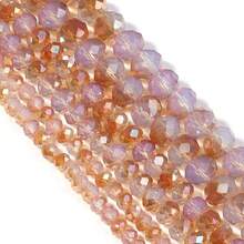 1颗半酒红色和象牙色刻面圆形水晶珠，尺寸4/6/8毫米，时尚闪亮电镀彩色基础款手工DIY隔珠，适用于手链、项链、耳环、珠宝制作、手机挂饰、钥匙扣、装饰配件 - 半酒紅蛋白色 - 查看 6