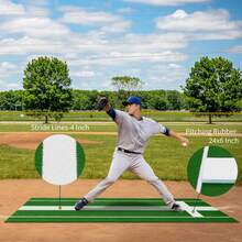 Tapete de Lanzamiento para Softbol Profesional 3x1 m - Césped Antideslizante y Resistente, con Base de Goma para Entrenamiento Interior/Exterior - Verde - Ver 3
