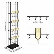 Champagne Holder Wine Glass Stemware Rack Champagne Flute Holder With Wheels - Black - View 10