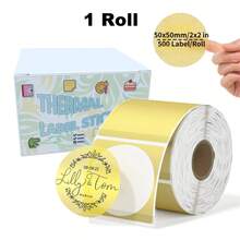 1 Roll 2" Round Transparent Thermal Label Stickers,Self-Adhesive Direct Thermal Labels,300/500 Sheets In ROLL - Multicolor - View 13