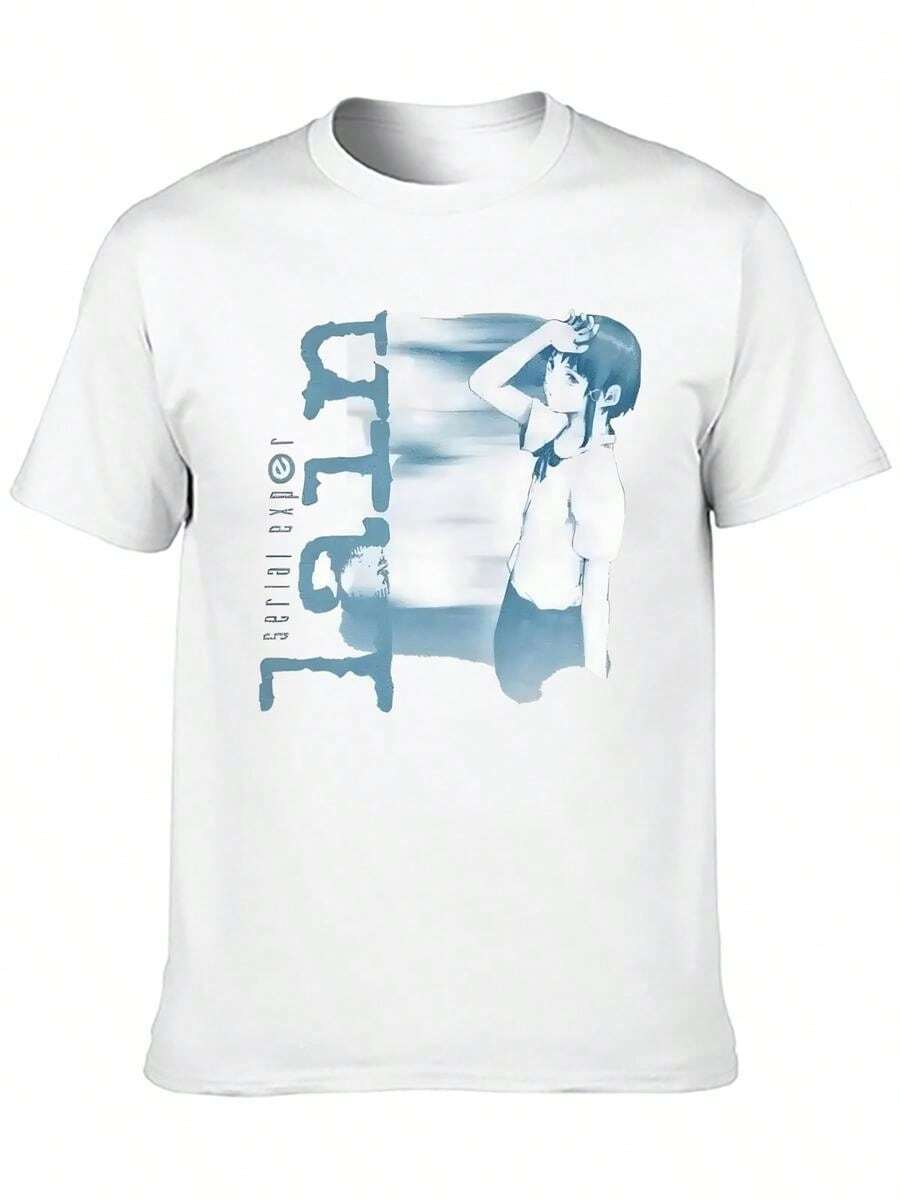T-Shirt Femme Sci-Fi Anime Serial Experiments Lain, Vêtements Purs, Manches Courtes, Col Rond, T-Shirt De Fête, Mode Y2K_3 - White - View 1