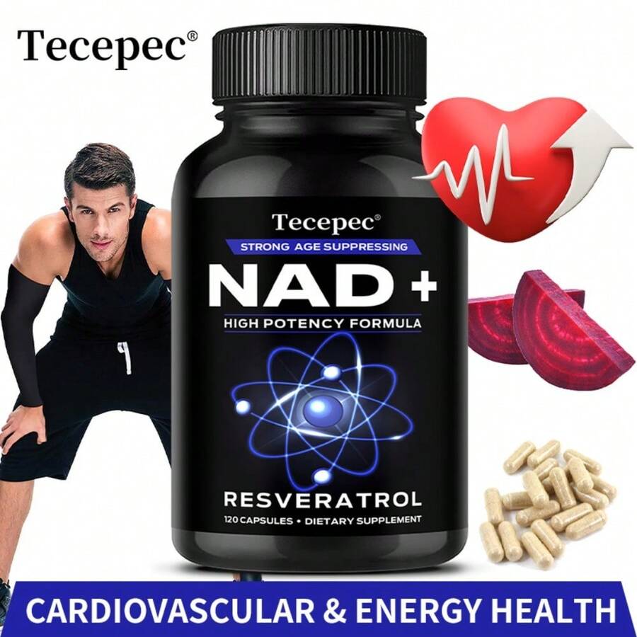 Bunkell NAD+ Supplement - With Quercetin And Trans-Resveratrol - Support Heart, Brain And Cognitive Function - 120 Capsules - 1瓶 - 查看 1