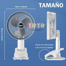 Abanico de mano multifuncional pequeño , plegable con con clip mesa , de silencioso , súper grande viento energía , recargable casa escritorio , súper largo batería vida - Blanco - Ver 3