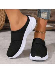 Women's Orthopedic Comfort Slip-On Sneakers - Arch Support With Skin-Friendly Foam, Breathable Knitted Fabric, All-Day Lightweight Walking Shoes, Non-Slip PVC Sole - Suitable For Nurses, Teachers, Standers And Runners, Orthopedic Shoes, Exquisite Pressure Relief Design, Beautiful Embroidery, Soft And Shockproof, Suitable For Long-Term Standing, Comfortable And Lightweight Women's Walking Sneakers, Women's Sports Casual Shoes - Phiên bản nâng cấp màu đen - Xem 2
