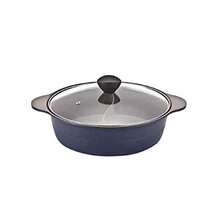 IH Shabu Shabu Divider Hot Pot Induction Cooktop Ceramic Coating Double Sauce Pot 11 Inch-B031 - Azul oscuro - Ver 5
