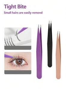 4Pcs Tweezers Set With Travel Case, Great Precision Upgrade Professional Anti-Rust Alloy Tweezers For Women & Men Multi-Purpose As Eyebrows Facial Hair Ingrown Hair Removal - Multicolor - View 11