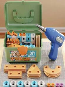 Set di giocattoli fai-da-te puzzle 3D, set di attrezzi da ingegnere giocattolo educativo per bambini con trapano elettrico e bulloni, regalo di Natale per ragazzi e ragazze, set di attrezzi giocattolo realistici per il gioco della casa - Multicolore - Visualizzare 8