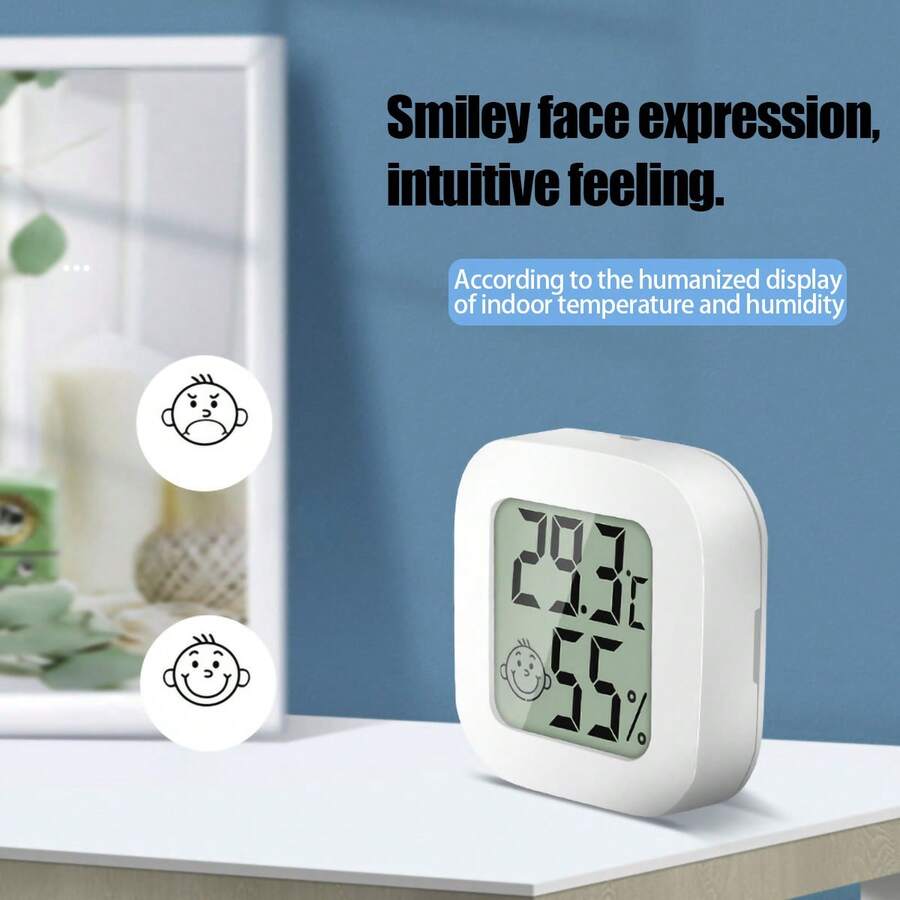 2pcs High Precision Mini Thermometer Hygrometer, Indoor Home Reptile Electronic Temperature Humidity Meter, Car Thermometer, Digital Garden Thermometer Hygrometer With Large LCD Display - White - View 1