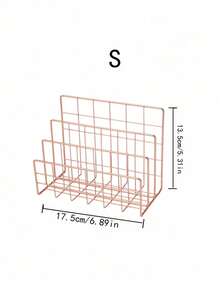 1/2件套现代金属书架，带三格储物篮，简约铁艺桌面收纳架，桌面整理架，书架储物架，多功能杂志报纸收纳盒，适用于家庭办公室收纳和装饰 - 彩色 - 查看 12