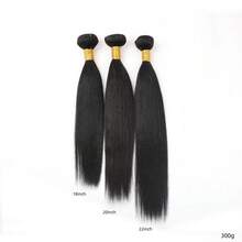 Set de 1 pieza/3 piezas de extensiones de cabello humano virgen brasileño liso, color natural, 8-30 pulgadas - Negro - Ver 28