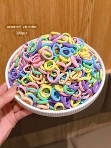 Approx. 300pcs/Pack Sweet Style Hair Ties, Basic Everyday Hair Accessories - Multicolor - View 4