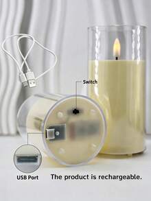 1支现代装饰圆柱形LED蜡烛，浪漫婚礼餐桌装饰LED蜡烛，柱形蜡烛，玻璃柱形蜡烛，适用于招待会、订婚派对、周年纪念、客厅餐桌摆饰、水疗中心、休闲场所、美学房间装饰、活动闪烁灯光、家居装饰、卧室、晚餐、婚礼 - 彩色 - 查看 9