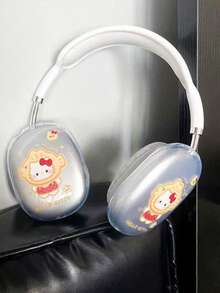 Sanrio 1 Pair Minimalist Transparent TPU Bluetooth Earpad Protective Case, Compatible With Airpodsmax/Airpodsmax2 Over-Ear Headphones, Cute Taiyaki Hello Kitty Design - Clear - View 3