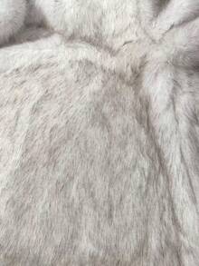 Women's Elegant Faux Fur Warm Jacket, Long Sleeve Stand Collar Thick Fuzzy Coat, Fashion Casual Ladies Outerwear, Luxurious Stylish Commuter Daily Winter Jacket For Women - Light Grey - View 7