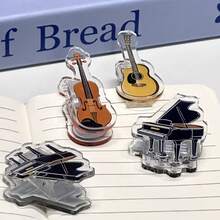 1pc Musical Instrument Pattern Clips, Acrylic Piano Guitar Violin Small Clips, File Folder Music Clips, Suitable For School, Office, File Folder Sealing, Back To School Ideal Gift, Clips Photo Card Holder - A - View 2