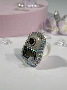 Contador de anillo electrónico de flor única con diamante de imitación personalizado, contador de dedos portátil, contador de botón manual, contador de mano mini, compacto y duradero, adecuado para contar oraciones de Ramadán, deportes, eventos empresariales, juegos de entretenimiento, pesca, regalos festivos, etc. - Multicolor - Ver 15