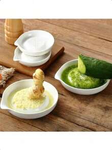 1pc Ceramic Food Grinder With Brush, Multi-Functional Ceramic Potato Masher, Manual Ginger Garlic Carrot Grinder Kitchen Tool - White - View 4